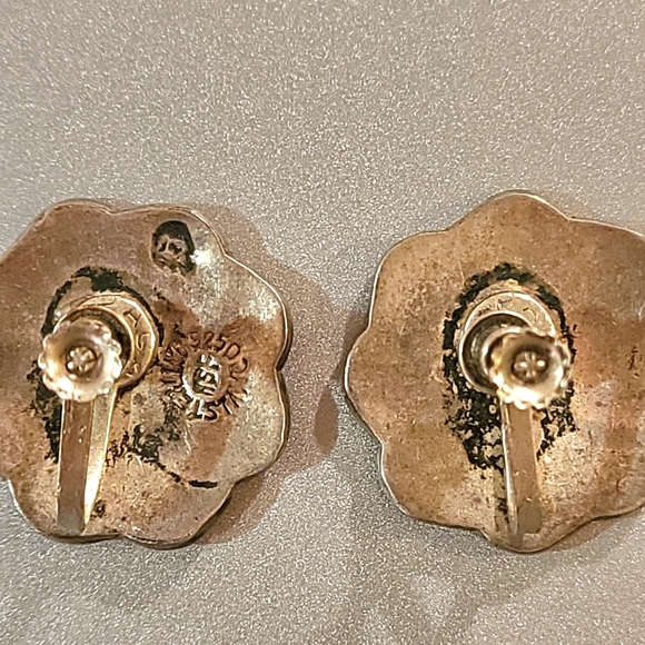 Earrings 925 Sterling Mexican Screwbacks - Picture 2 of 6